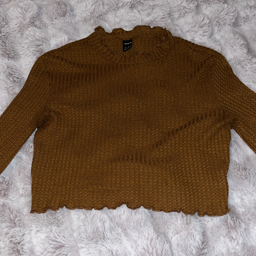 Shein Brown Crop With Flare Sleeves
